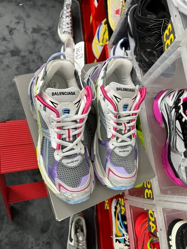 Balenciaga Runner Leather Free Grey Light Purple Neon Yellow White