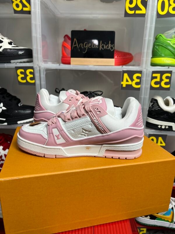 Louis Vuitton LV Trainer White Light Pink Embossed