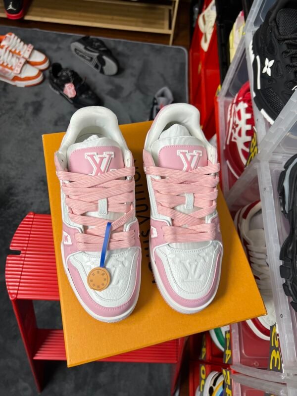 Louis Vuitton LV Trainer White Light Pink Embossed