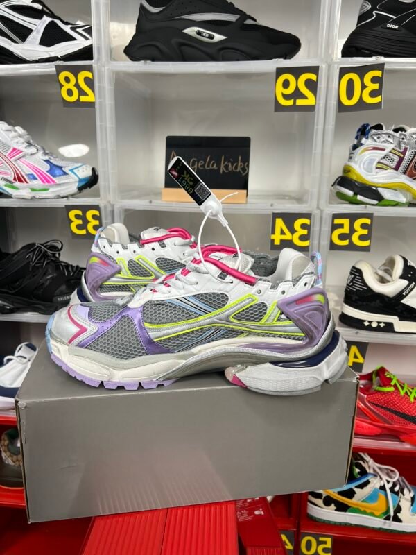 Balenciaga Runner Leather Free Grey Light Purple Neon Yellow White