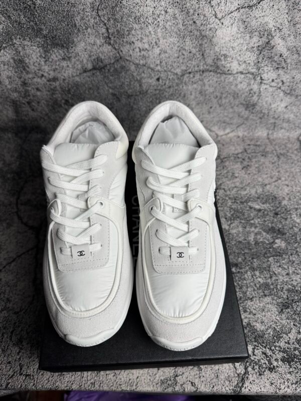 Chanel Low Top Trainer Reflective White Suede