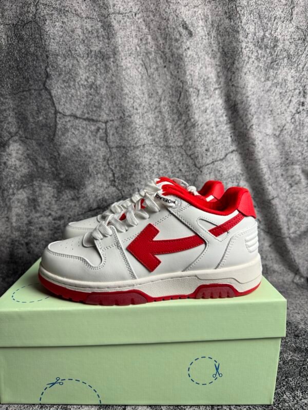 OFF-WHITE Out Of Office "OOO" Low Tops White Red