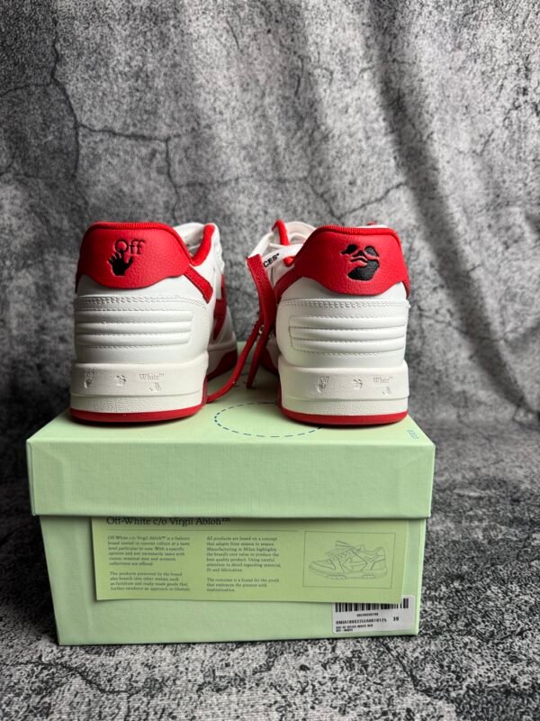 OFF-WHITE Out Of Office "OOO" Low Tops White Red