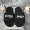 Balenciaga Furry Slide Black White