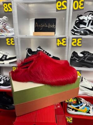 Marni Long Hair Calfskin Fussbett Sabot Mule Red