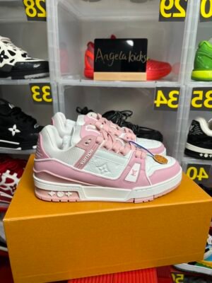 Louis Vuitton LV Trainer White Light Pink Embossed