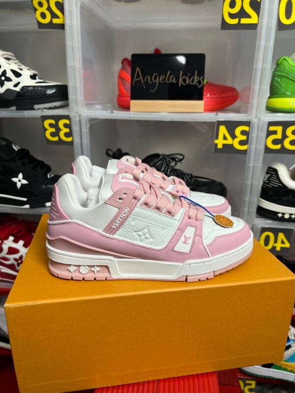 Louis Vuitton LV Trainer White Light Pink Embossed