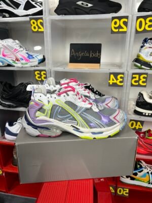 Balenciaga Runner Leather Free Grey Light Purple Neon Yellow White