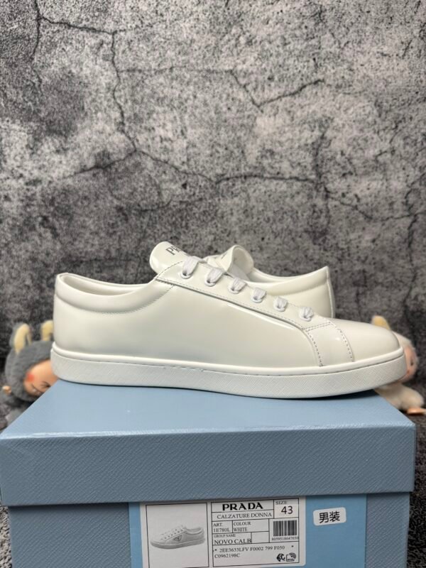 Prada Brushed Sneakers Leather White White