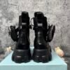 Prada Monolith 60mm Pouch Ankle Boots Black Brushed Leather And Nylon