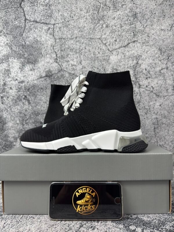 Balenciaga Speed Lace Up Clear Sole Black White