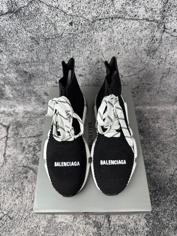 Balenciaga Speed Lace Up Clear Sole Black White