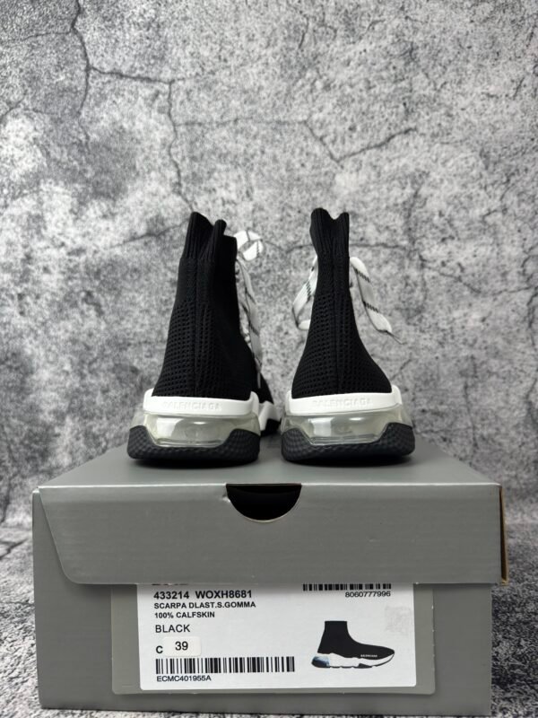 Balenciaga Speed Lace Up Clear Sole Black White