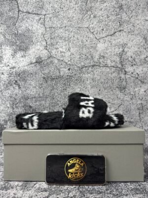 alenciaga Furry Closed AllOver Logo Black