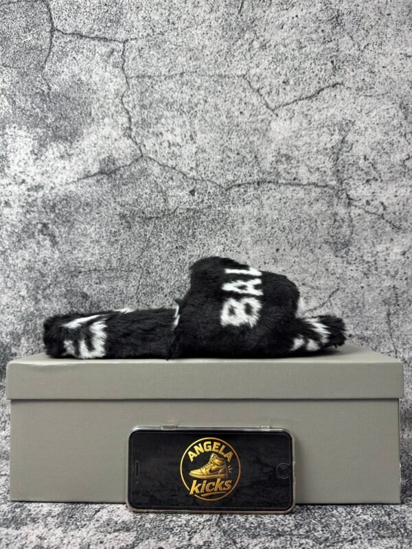 alenciaga Furry Closed AllOver Logo Black