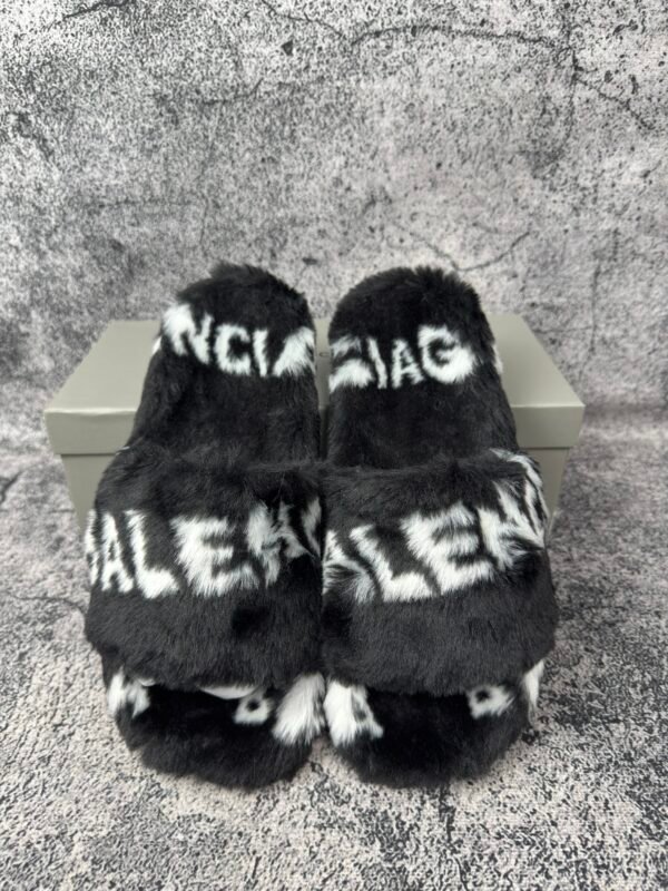 alenciaga Furry Closed AllOver Logo Black