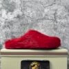 Marni Long Hair Calfskin Fussbett Sabot Mule Red