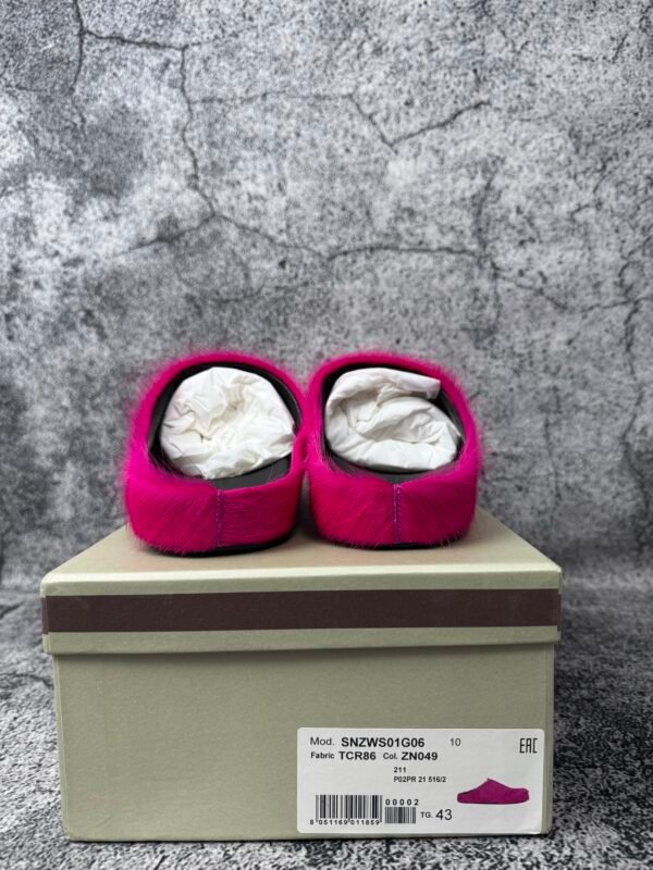 Marni Long Hair Calfskin Fussbett Sabot Mule Prune Violet