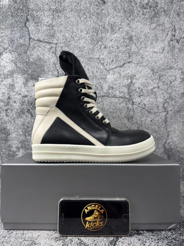 Rick Owens Geobasket High Black Milk & Chrome Hearts