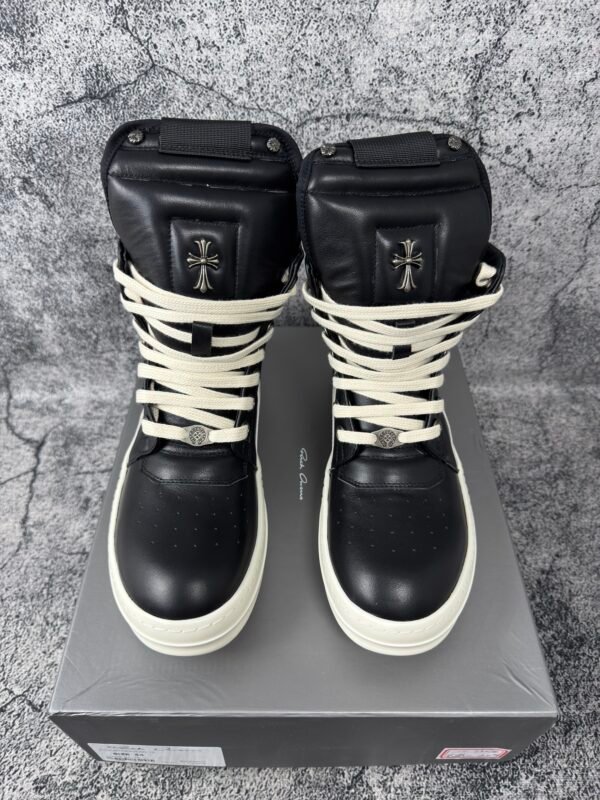 Rick Owens Geobasket High Black Milk & Chrome Hearts