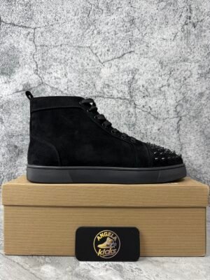 Christian Louboutin Lou Spikes Flat Black Black