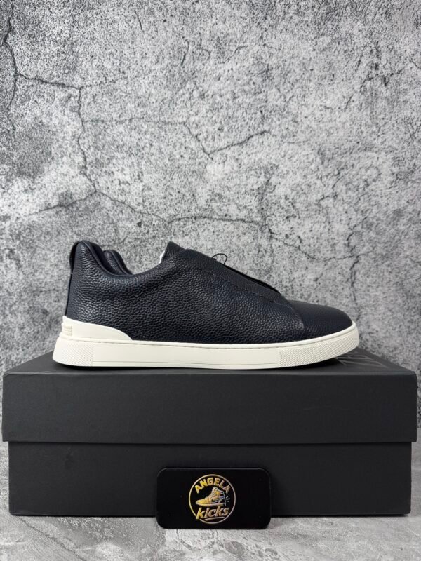 Zegna Deerskin Triple Stitch Navy Blue