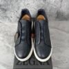 Zegna Deerskin Triple Stitch Navy Blue