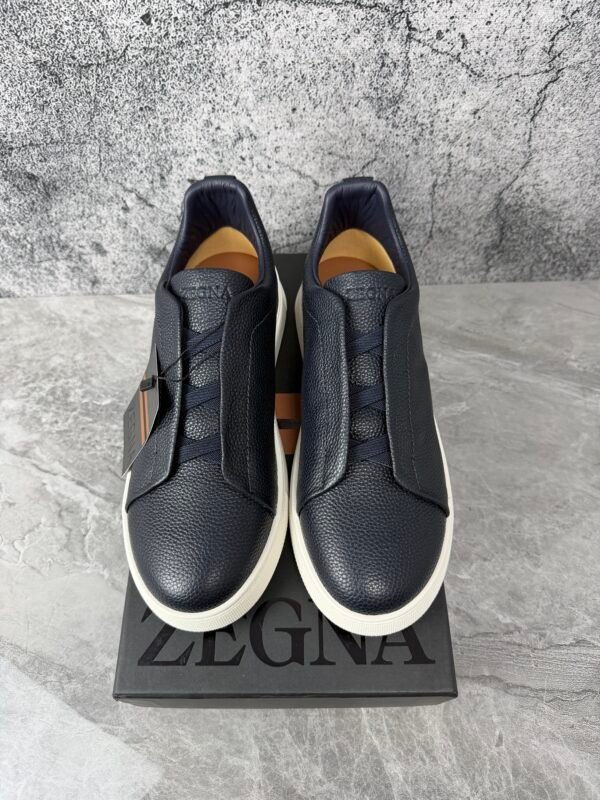 Zegna Deerskin Triple Stitch Navy Blue