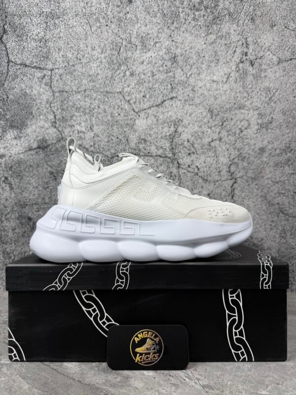Versace Chain Reaction White Mesh Rubber Suede