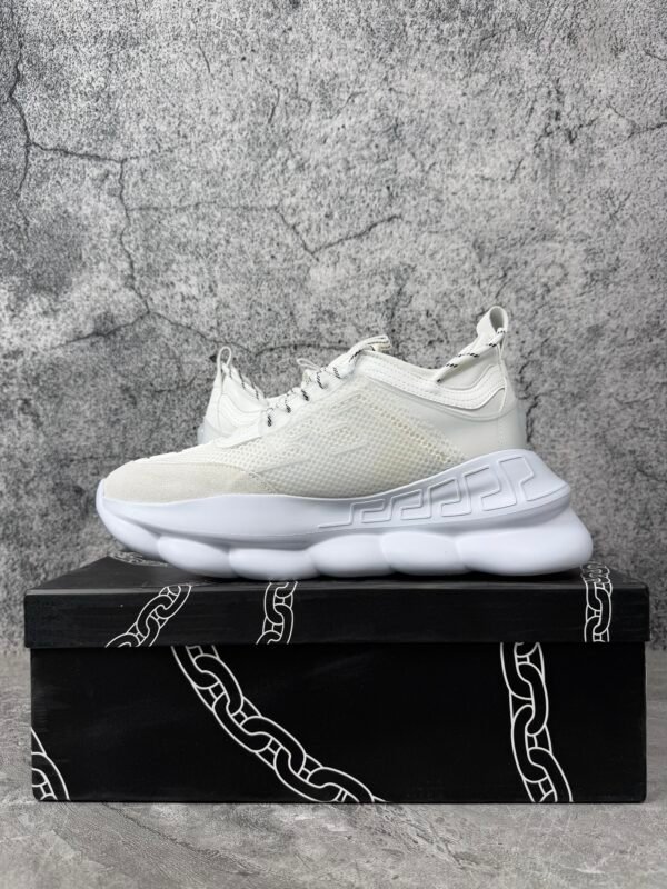 Versace Chain Reaction White Mesh Rubber Suede