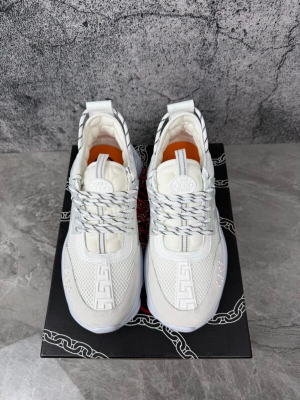 Versace Chain Reaction White Mesh Rubber Suede
