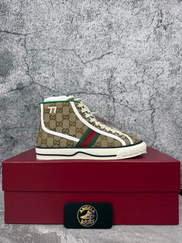 Gucci Tennis 1977 Canvas High Top Beige GG Print