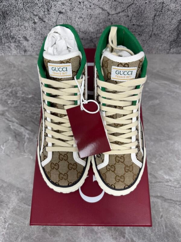 Gucci Tennis 1977 Canvas High Top Beige GG Print