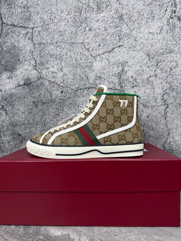 Gucci Tennis 1977 Canvas High Top Beige GG Print