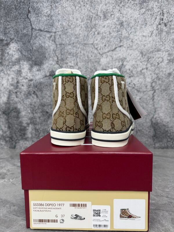Gucci Tennis 1977 Canvas High Top Beige GG Print