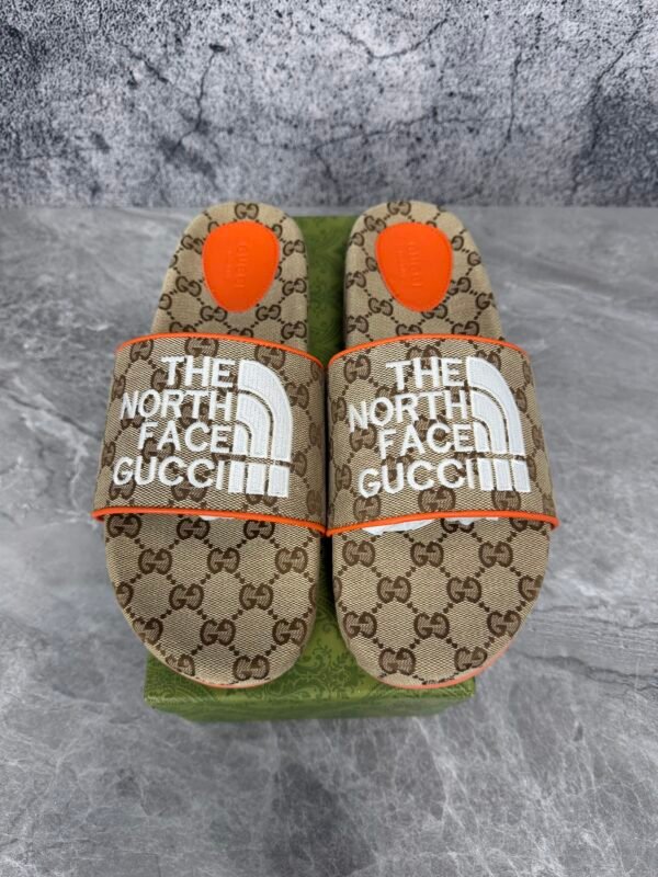 Gucci x The North Face GG Slide Orange Beige Ebony Original GG Canvas