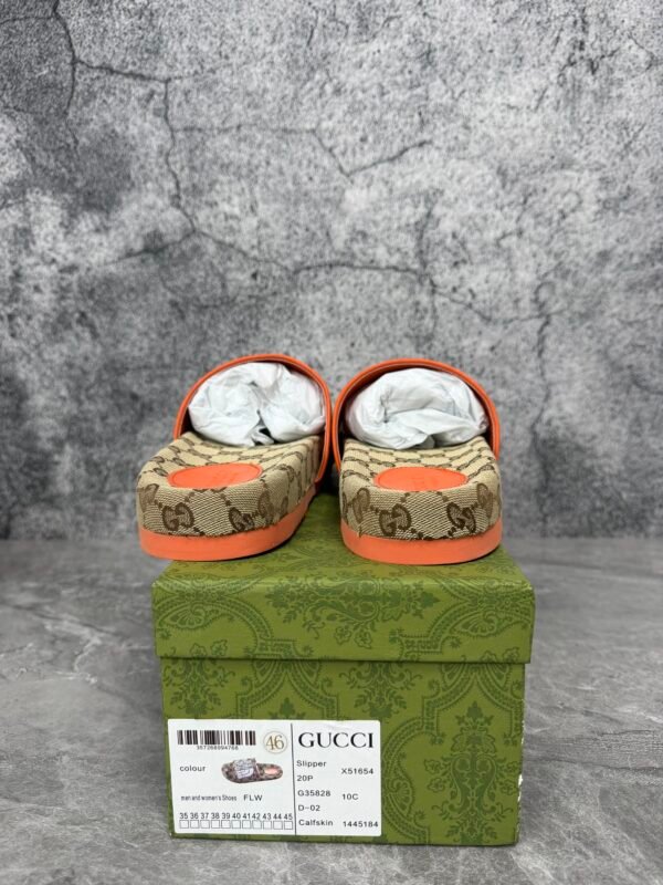 Gucci x The North Face GG Slide Orange Beige Ebony Original GG Canvas