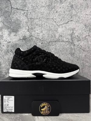 Chanel Suede Trainer Printed CC Black