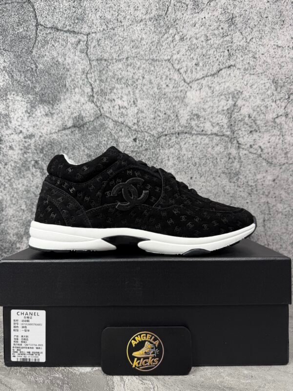 Chanel Suede Trainer Printed CC Black