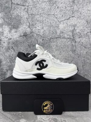 Chanel Low Top Trainer Suede White Black