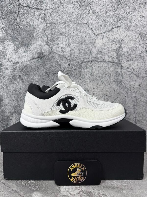 Chanel Low Top Trainer Suede White Black