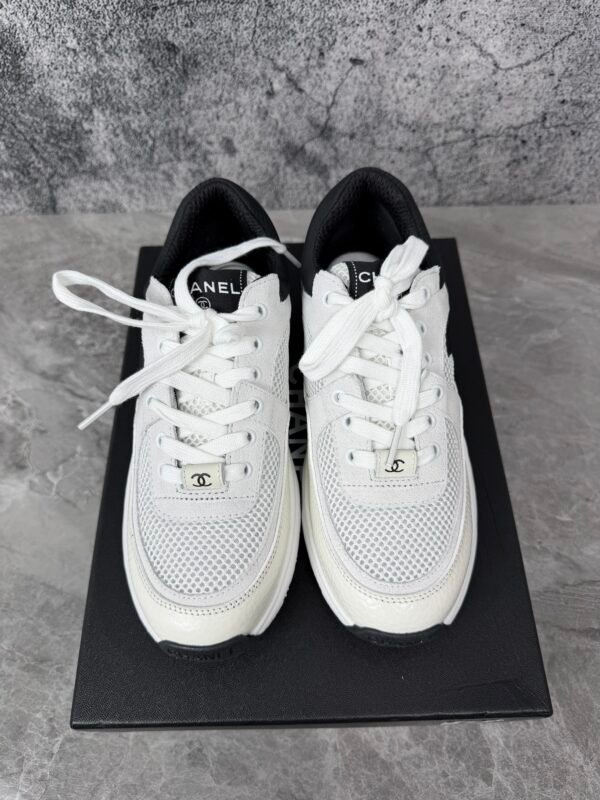Chanel Low Top Trainer Suede White Black