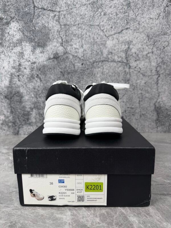 Chanel Low Top Trainer Suede White Black