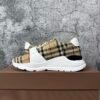 Burberry Ramsey Vintage Check Suede Leather Archive Biege White