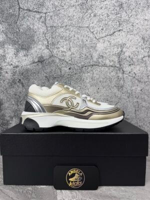 IMG_7656 Chanel CC Logo Sneaker 'White Gold Silver'