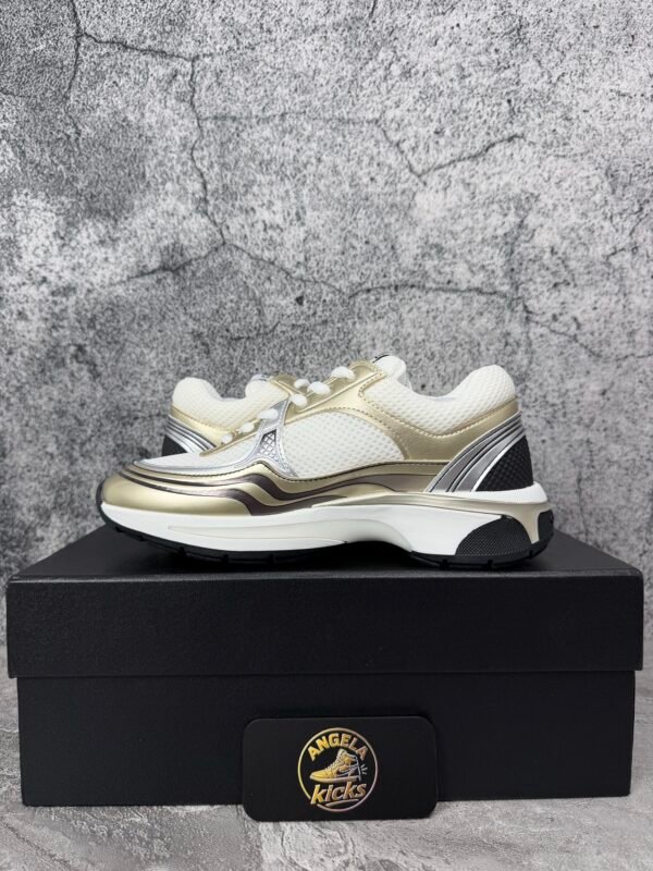 Chanel CC Logo Sneaker 'White Gold Silver'