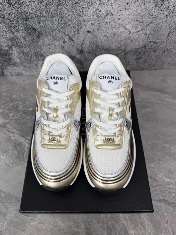 Chanel CC Logo Sneaker 'White Gold Silver'
