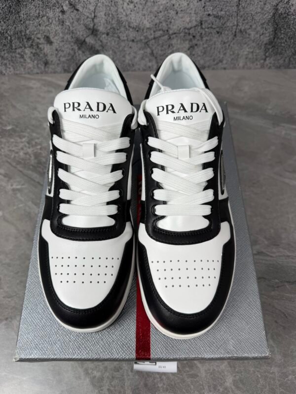Prada Downtown Low Top Sneakers Leather White Black