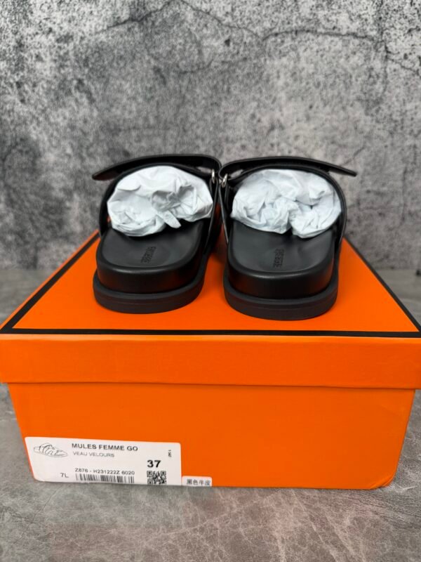 Hermes Chypre Sandal Black Smooth Calfskin Leather