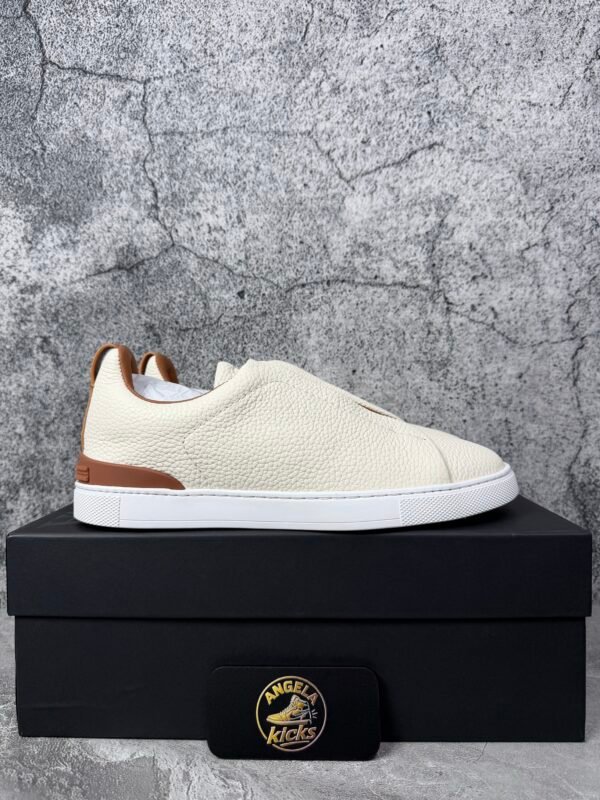Zegna Deerskin Triple Stitch Off White/Brown
